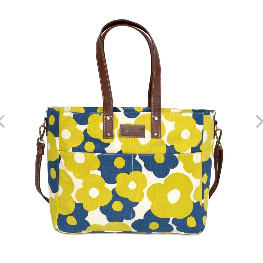 Maika Floral Laptop Bag with Blue and Yellow Design